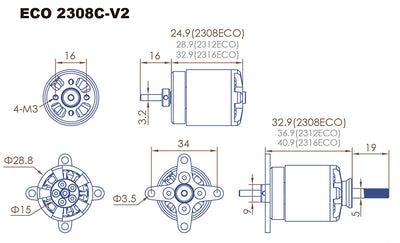 Dualsky ECO 2308C-V2 980kv Motor