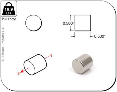 1/2" x 1/2" Rod Magnets, 4-count