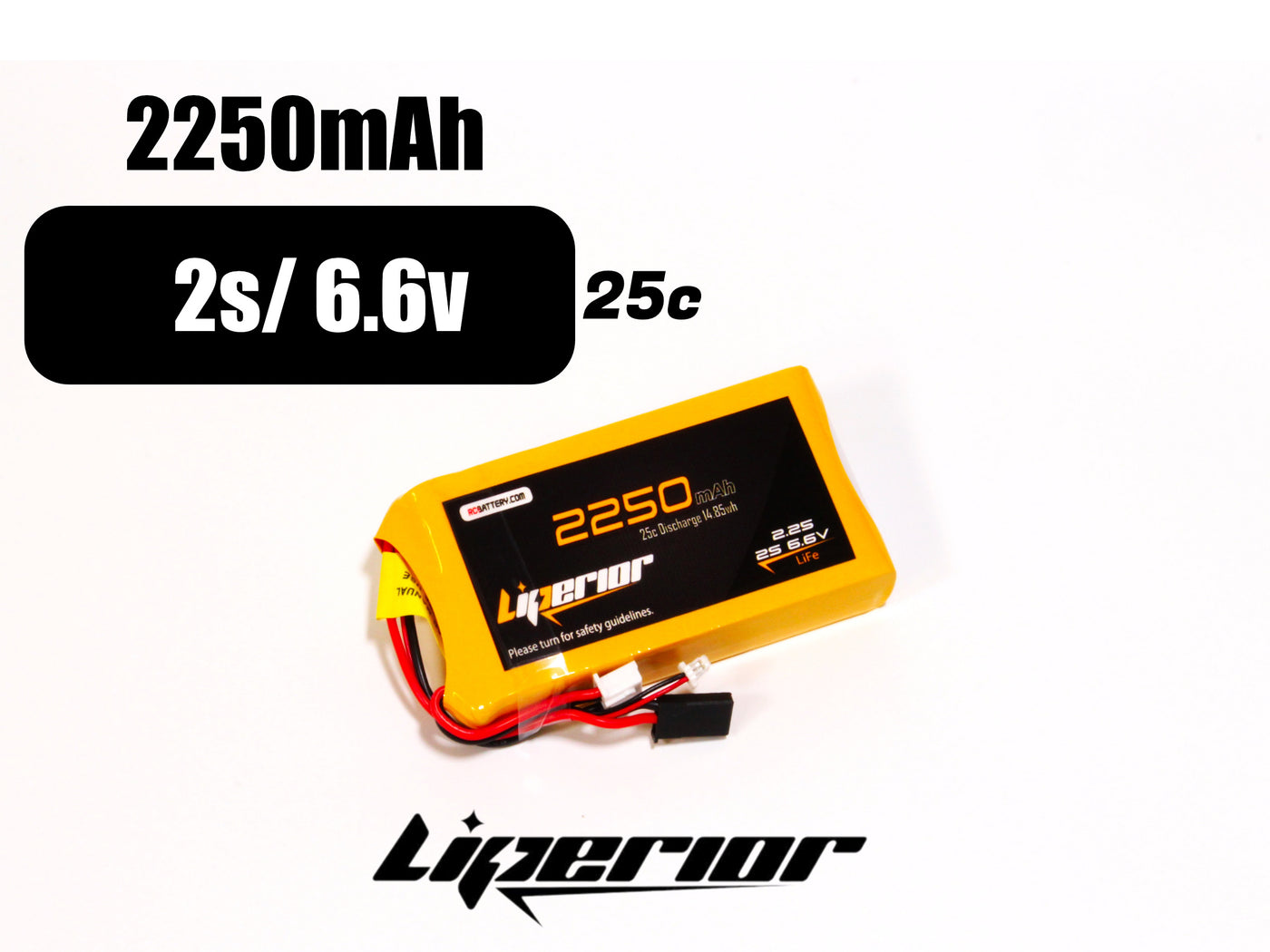 Liperior 2250mAh 2S 25C 6.6V LiFe Transmitter/Receiver Pack