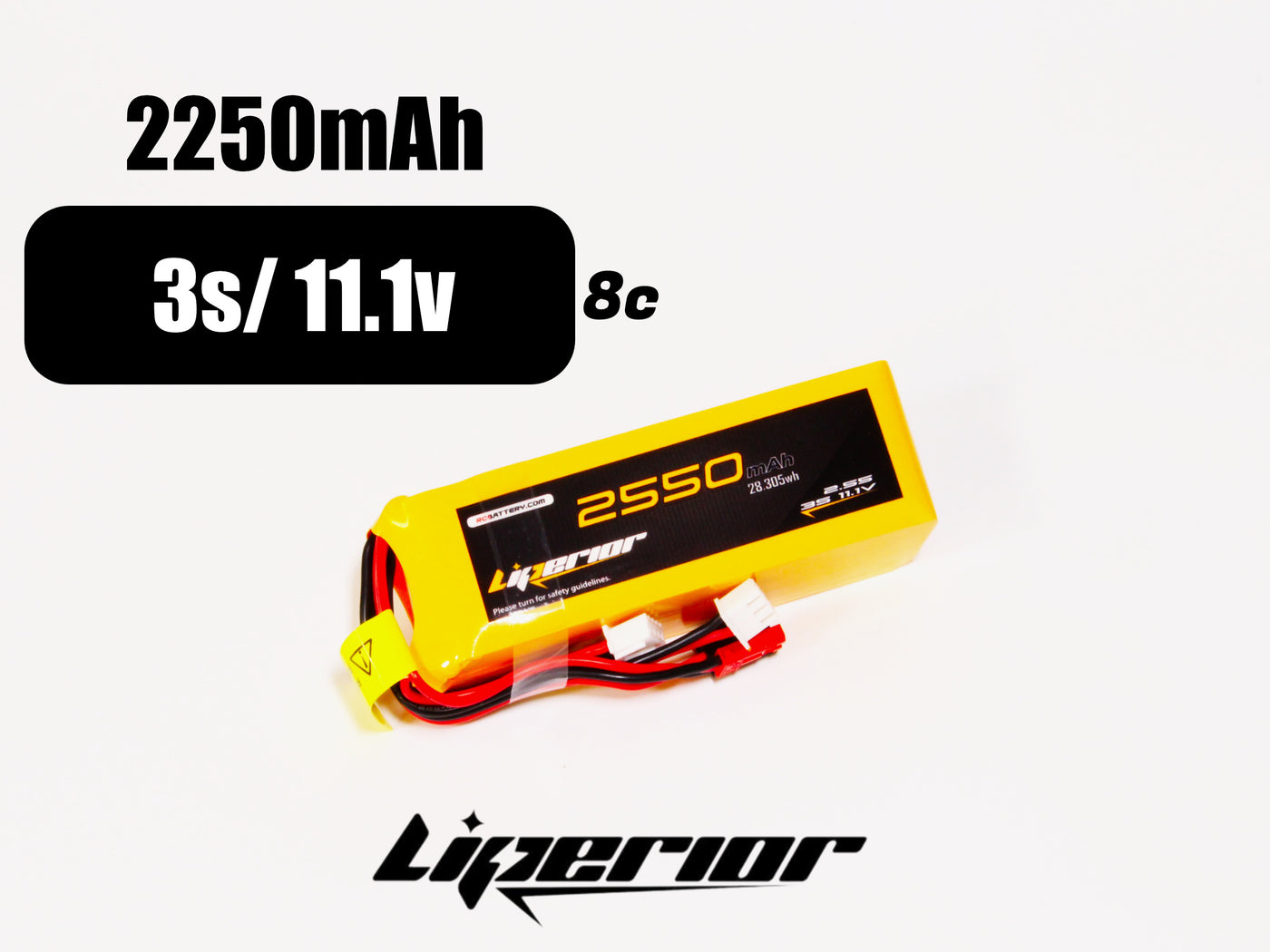 Liperior 2250mAh 3S 8C 11.1V LiPo Transmitter Pack (Fits Taranis X9D+)