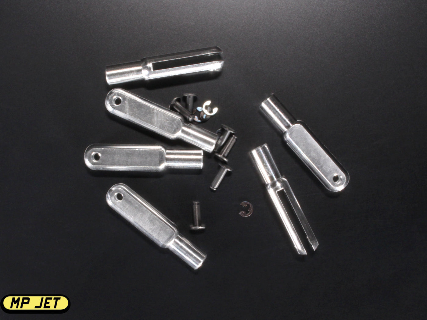 MP Jet Aluminum Clevis / Length 30mm / Slot width 2mm / 2mm dia. Pin / 6pk / M3