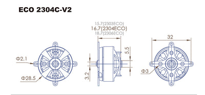Dualsky ECO 2304C-V2 1850kv Motor