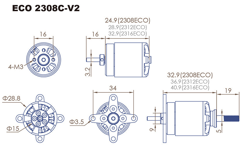 Dualsky ECO 2308C-V2 1800kv Motor
