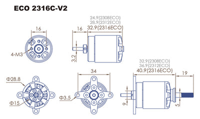 Dualsky ECO 2316C-V2 880kv Motor