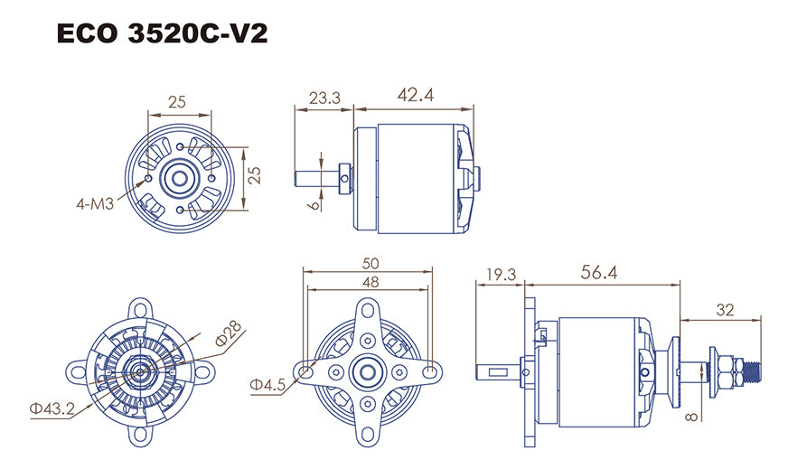 Dualsky ECO 3520C-V2 1020kv Motor