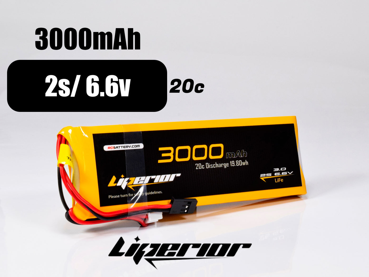Liperior 3000mAh 2S 20C 6.6V LiFe Receiver Pack