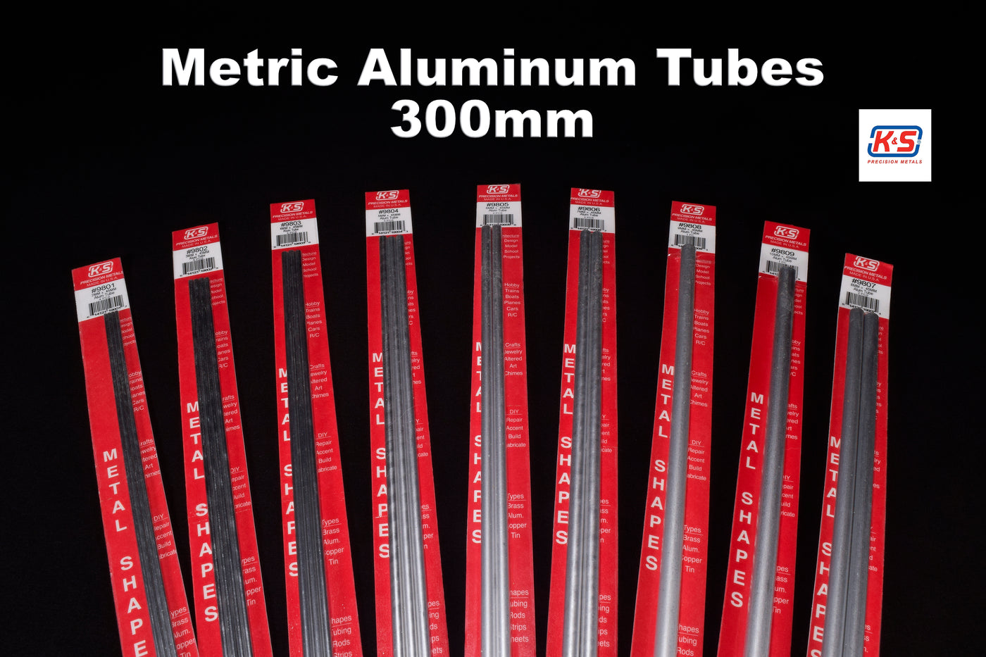 K&S 8mm OD Aluminum Tube 300mm (Pack of 2)