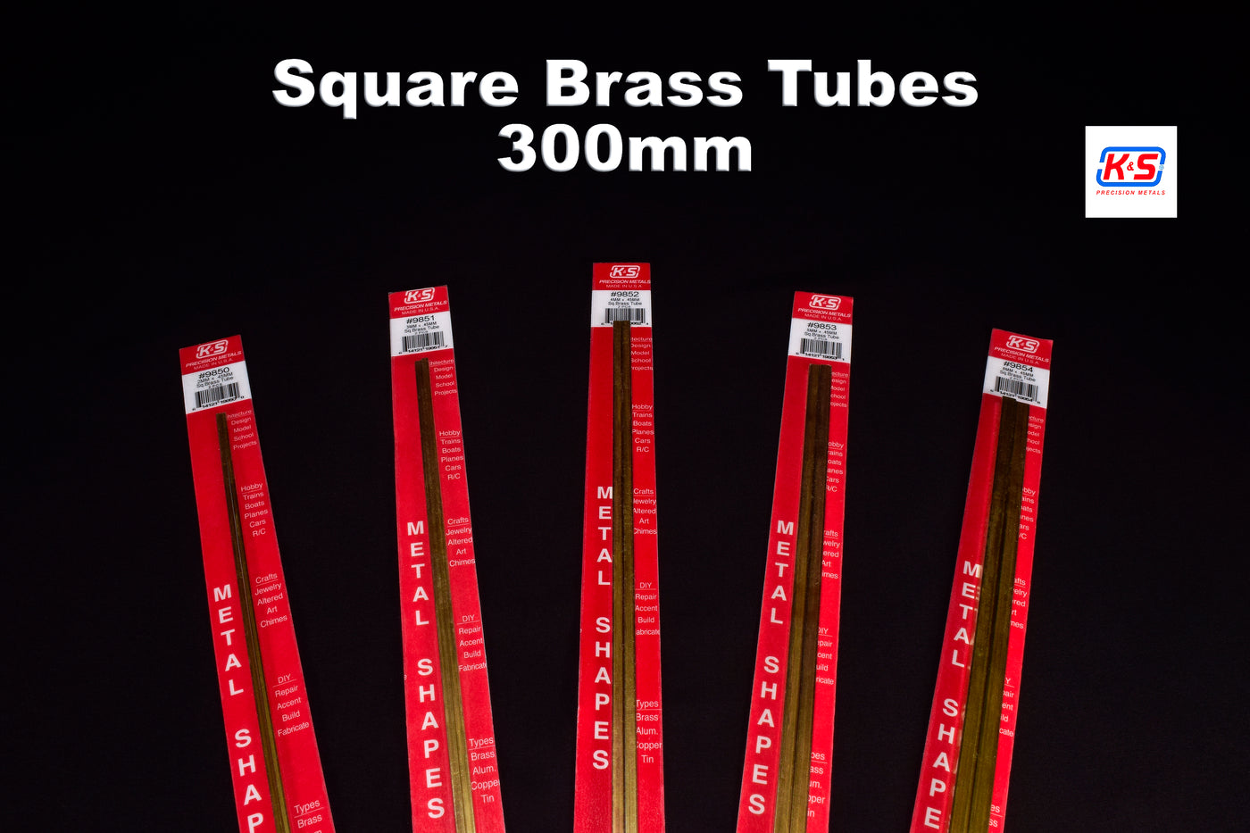 K&S 5mm Square Brass Tube 300mm (Pack of 2)