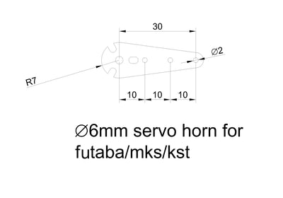 TLS Servo Horn for 6mm Spline Servos 10 / 20 / 30mm
