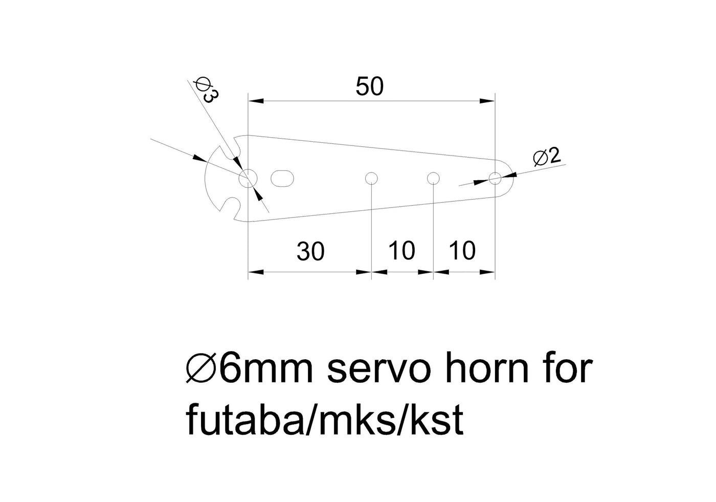 TLS Servo Horn for 6mm Spline Servos 30/ 40 / 50mm