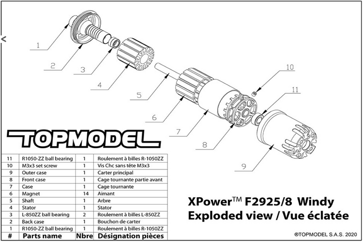 Top Model XPower F2925/8 Windy 1380KV – Aloft Hobbies