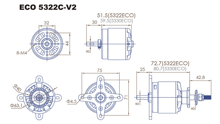 Dualsky ECO 5322C-V2 380kv Motor