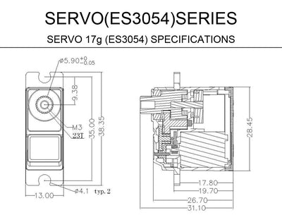 Emax ES3054 Servo - 3.5Kg (48.6 oz in), .13-sec - 17 grams