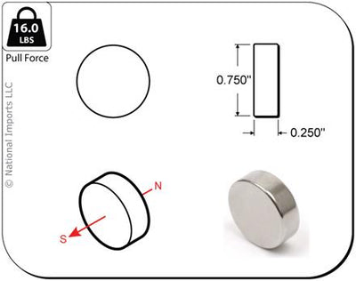 3/4" x 1/4" Disc Magnets, 4-count