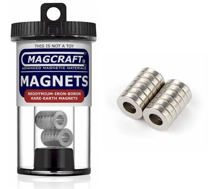 1/2" x 1/4" x 1/8" Ring Magnets, 12-count